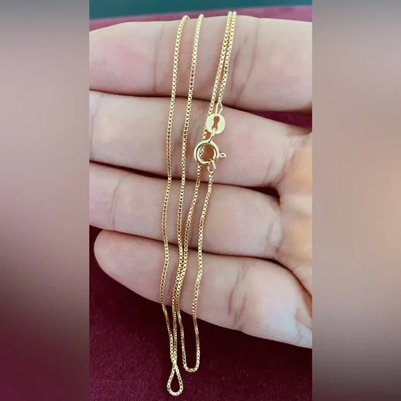 14k gold vermeil box chain - Picture 4 of 5